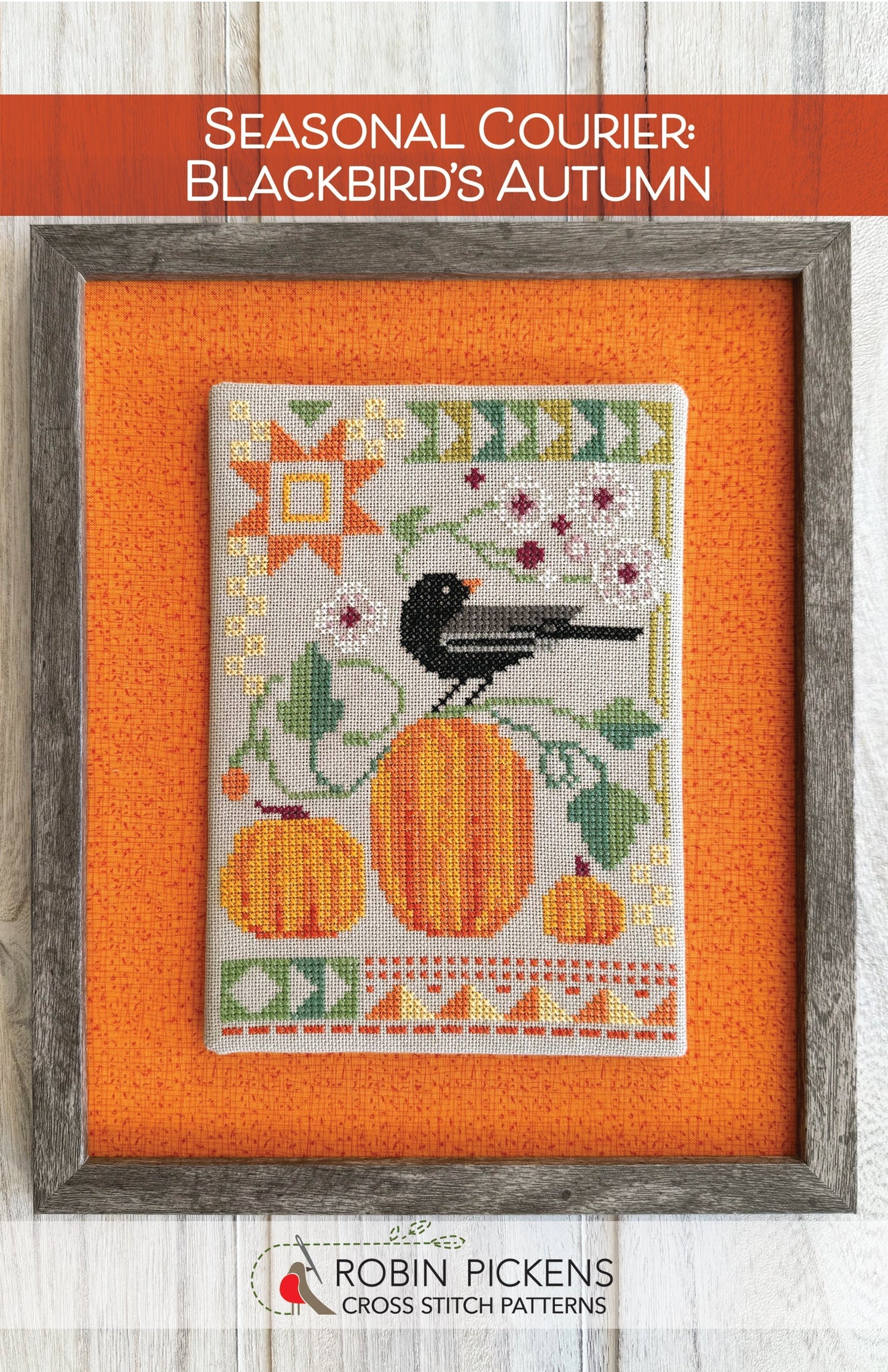 Robin Pickens - Seasonal Courier: Blackbird's Autumn - Cross Stitch Pattern