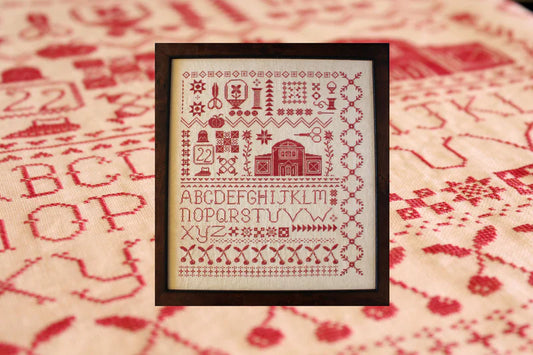 Americana Red - Cross Stitch Pattern, October House, cross stitch , sampler