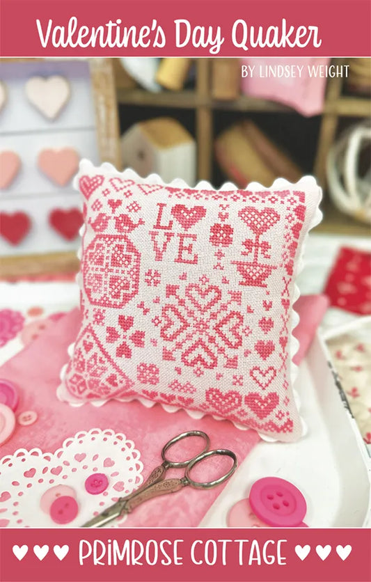 Primrose Cottage - Valentine's Day Quaker - Cross Stitch Pattern